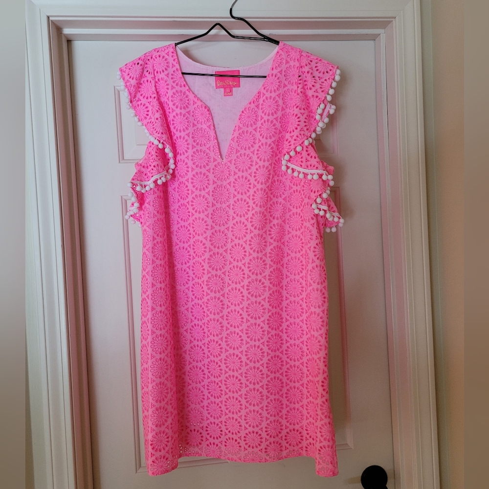 🩷 HTF Lilly Pulitzer Pink Astara Eyelet dress - XL